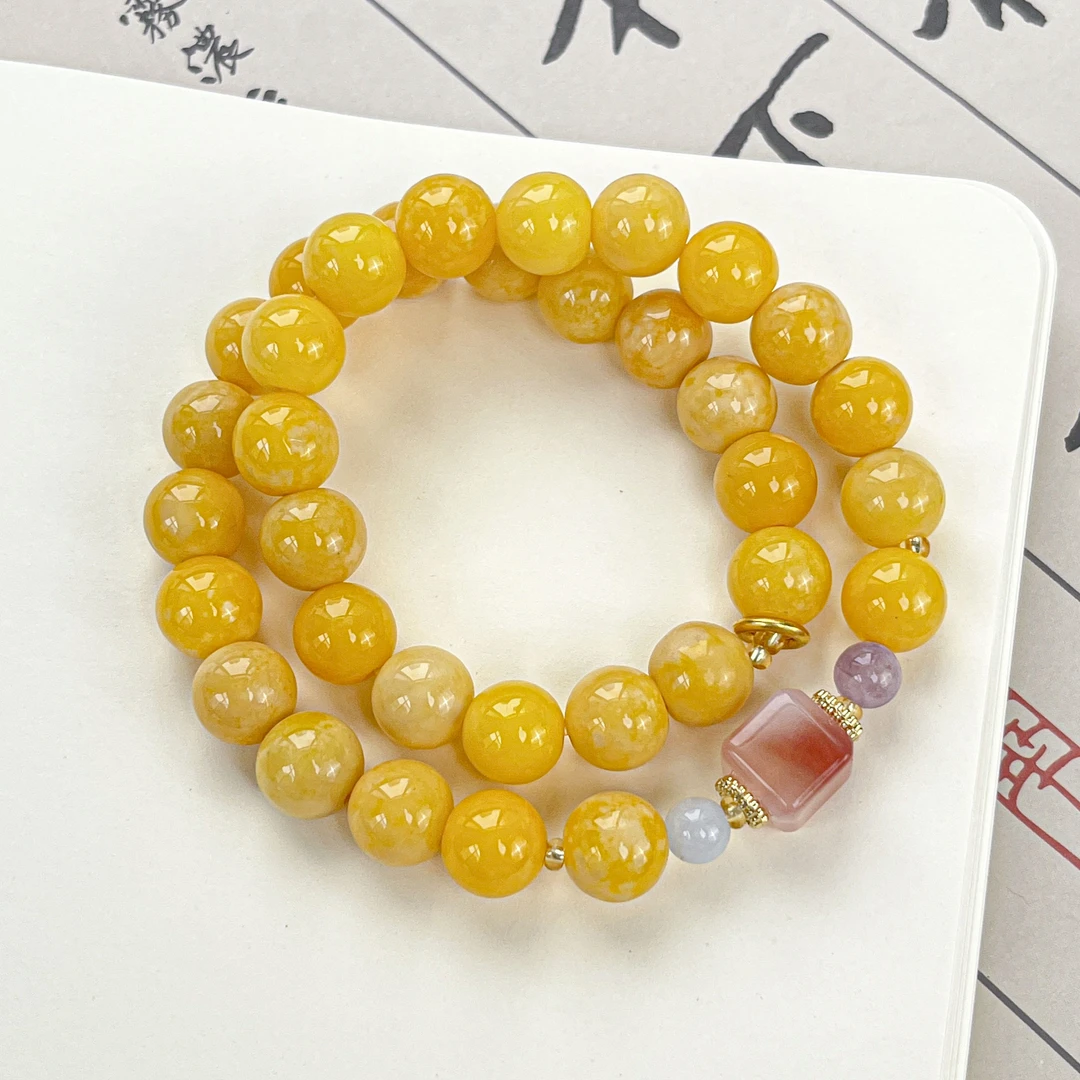 黄飘花圆珠君仪双圈10mm     S-C601125