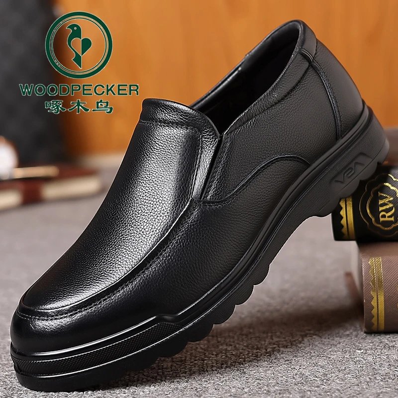 啄木鸟皮鞋男商务正装2025新款英伦舒适软底休闲男款真皮鞋子男加