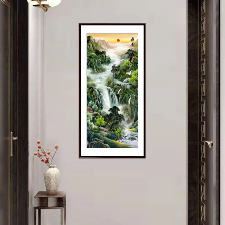 【源远流长】竖幅 样品处理 默认微瑕 中式微喷复刻装饰画实木框