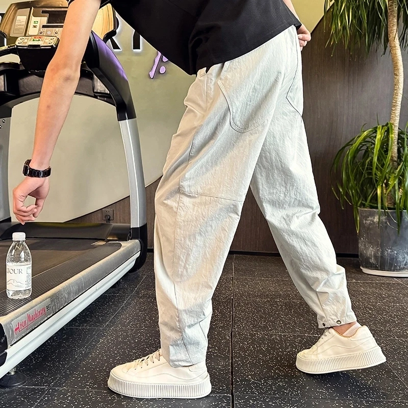 潮牌速干裤男宽松哈伦裤夏季薄款裤子2025新款百搭纯色男裤休闲裤