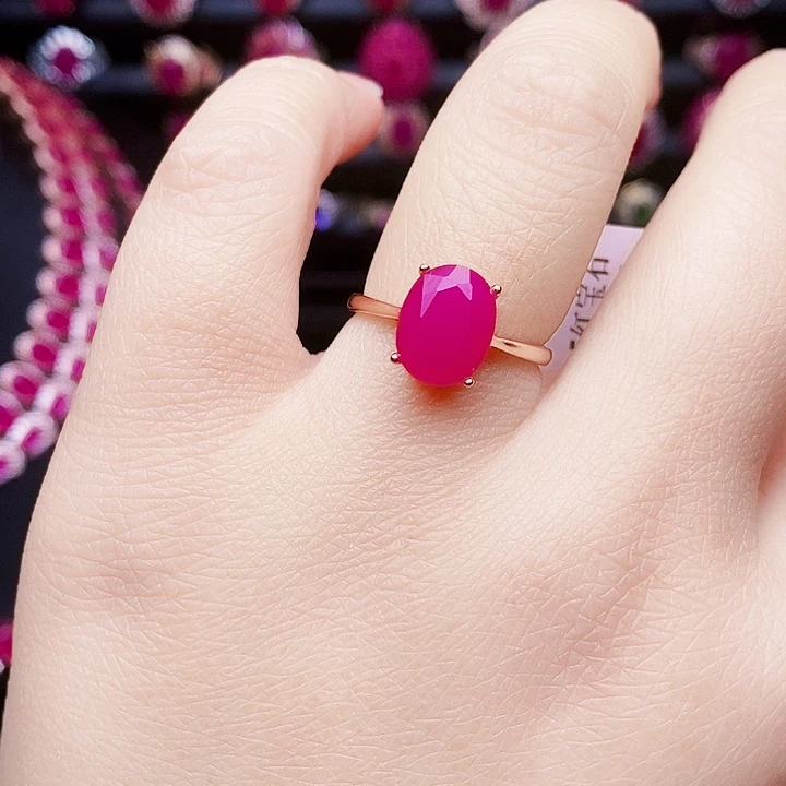 戒指红宝石银S925镶嵌