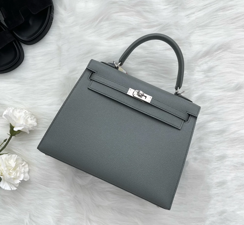 99新 Hermes/爱马仕 【小池专属】kelly28 杏仁绿 银扣 E皮 D刻