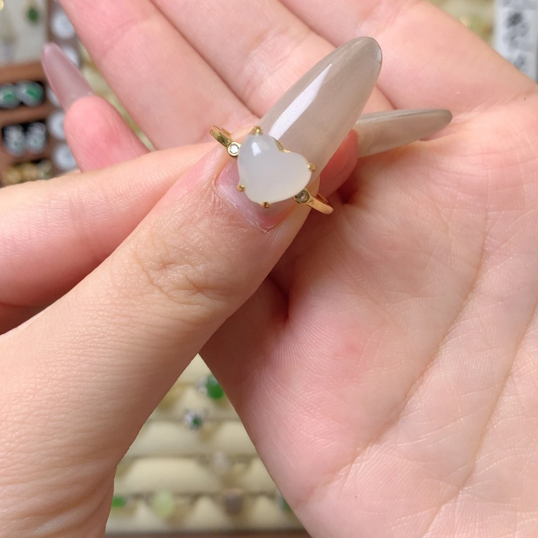 未***北和田玉银S925镶嵌戒指