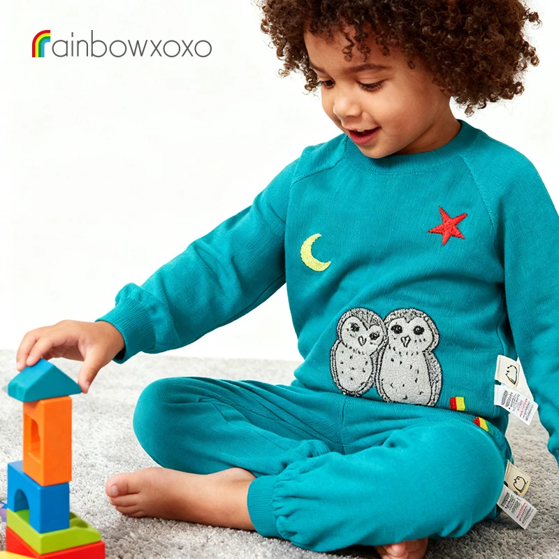 rainbowxoxo秋冬新品男女童圆领卡通针织上衣OPHELIA W-K3019K