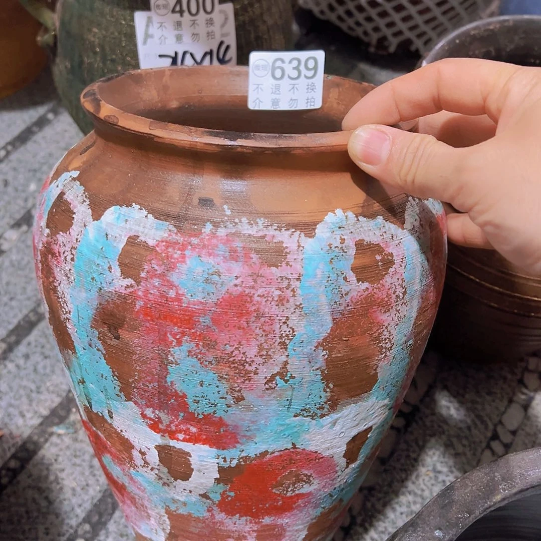 瑕疵彩绘坛子红639有孔