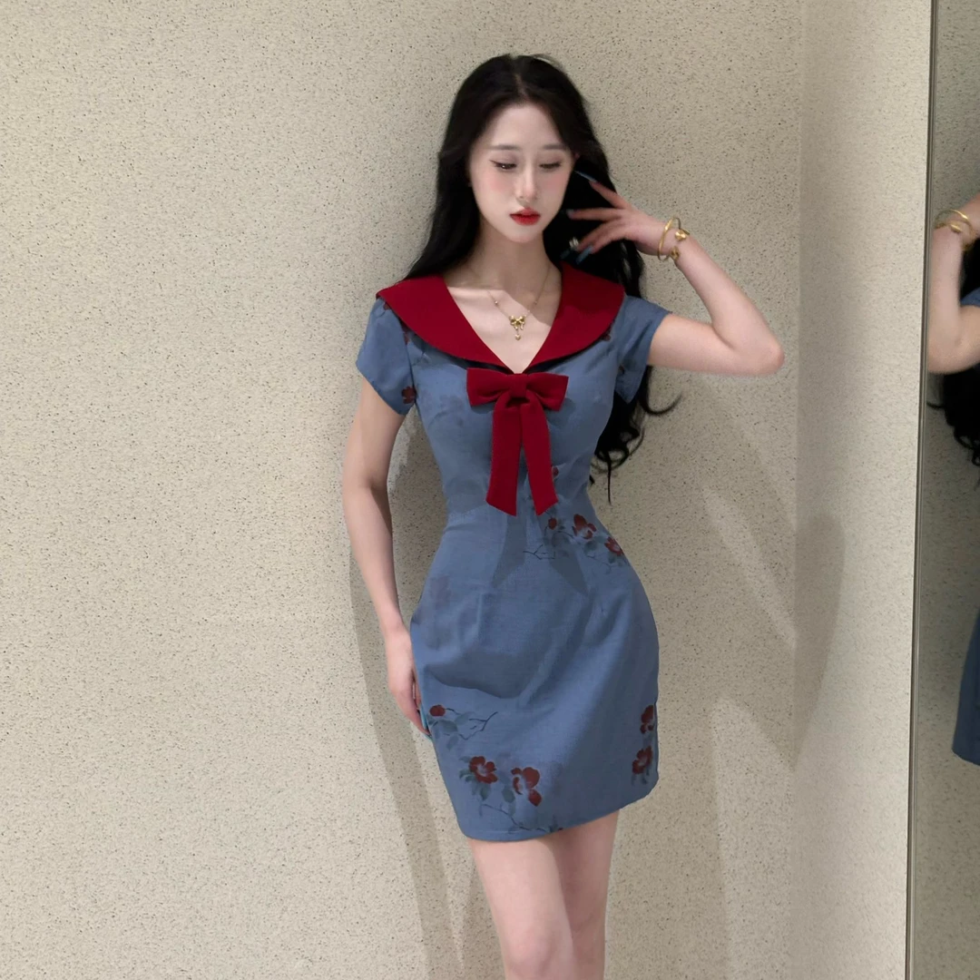 LHMknk1活动画报夫人原创自制学生学院风裙子旗袍 短款水手秘密