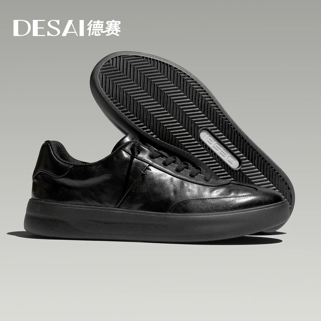德赛2025夏季新款【记忆脚型】真皮软底鞋休闲板鞋透气防滑百搭男鞋