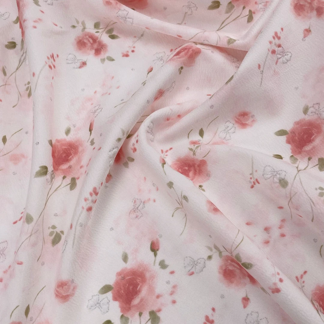 【焙焙家】 韩国纱粉  闪银蝴蝶结  春夏连衣裙旗袍面料