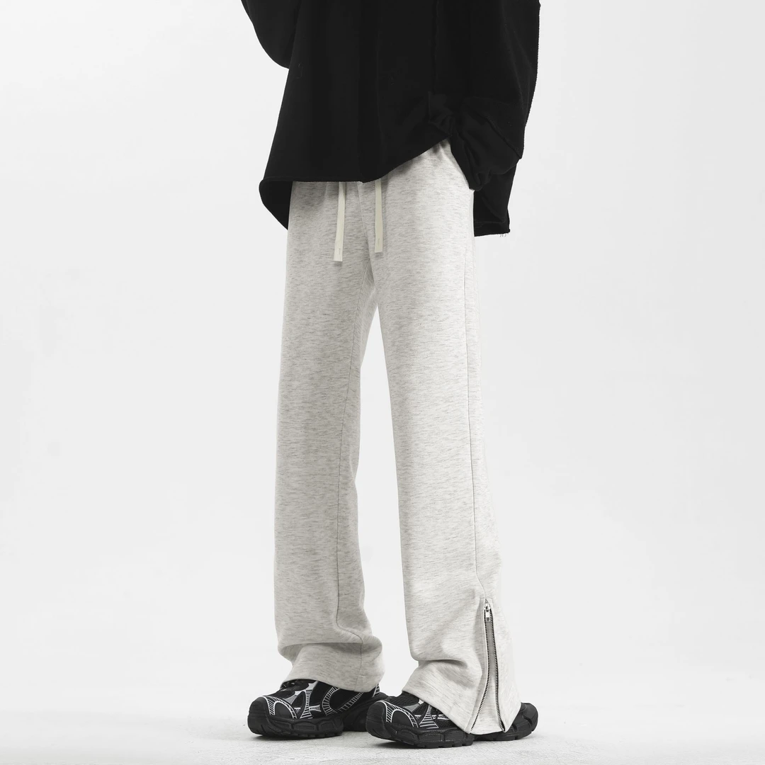 WASSUP WAKE拉链休闲卫裤男女同款秋季美式高街微喇裤垂感休闲裤