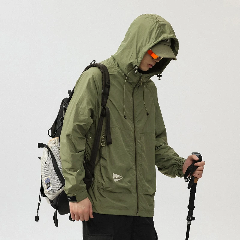 夏季新款潮牌防紫外线轻薄防晒衣男美式复古山系户外防晒服外套潮