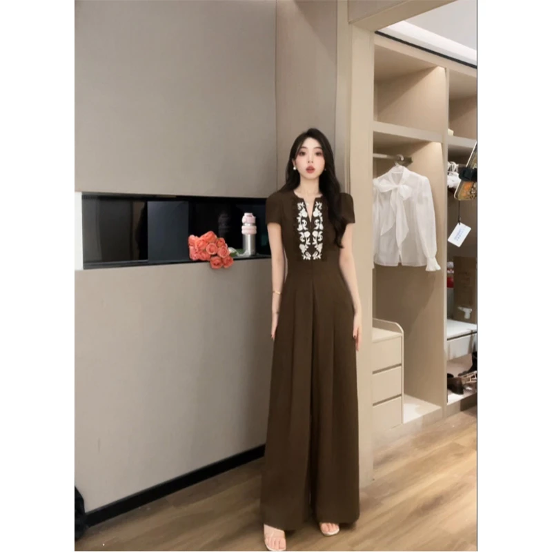 阔腿连体裤女夏修身气质高端大气上档次减龄巨好看连衣裤D3025