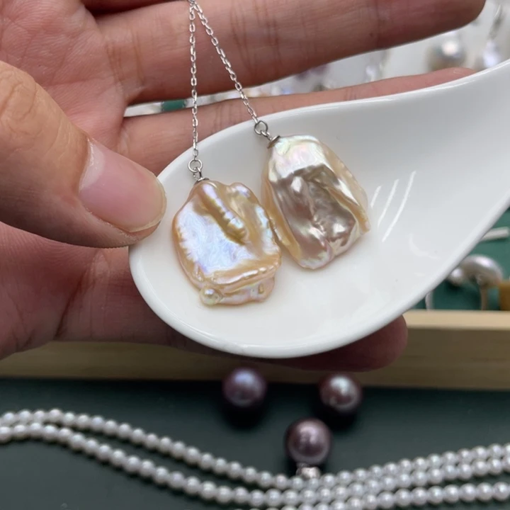 淡水珍珠耳饰银S925镶嵌