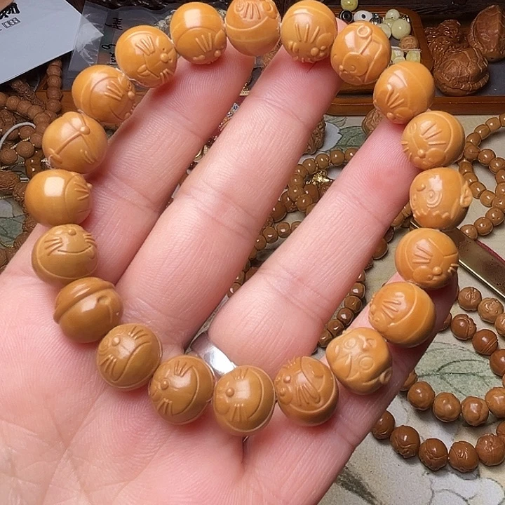 猴头核桃手串猴头雕刻精工哆啦A梦手串单圈