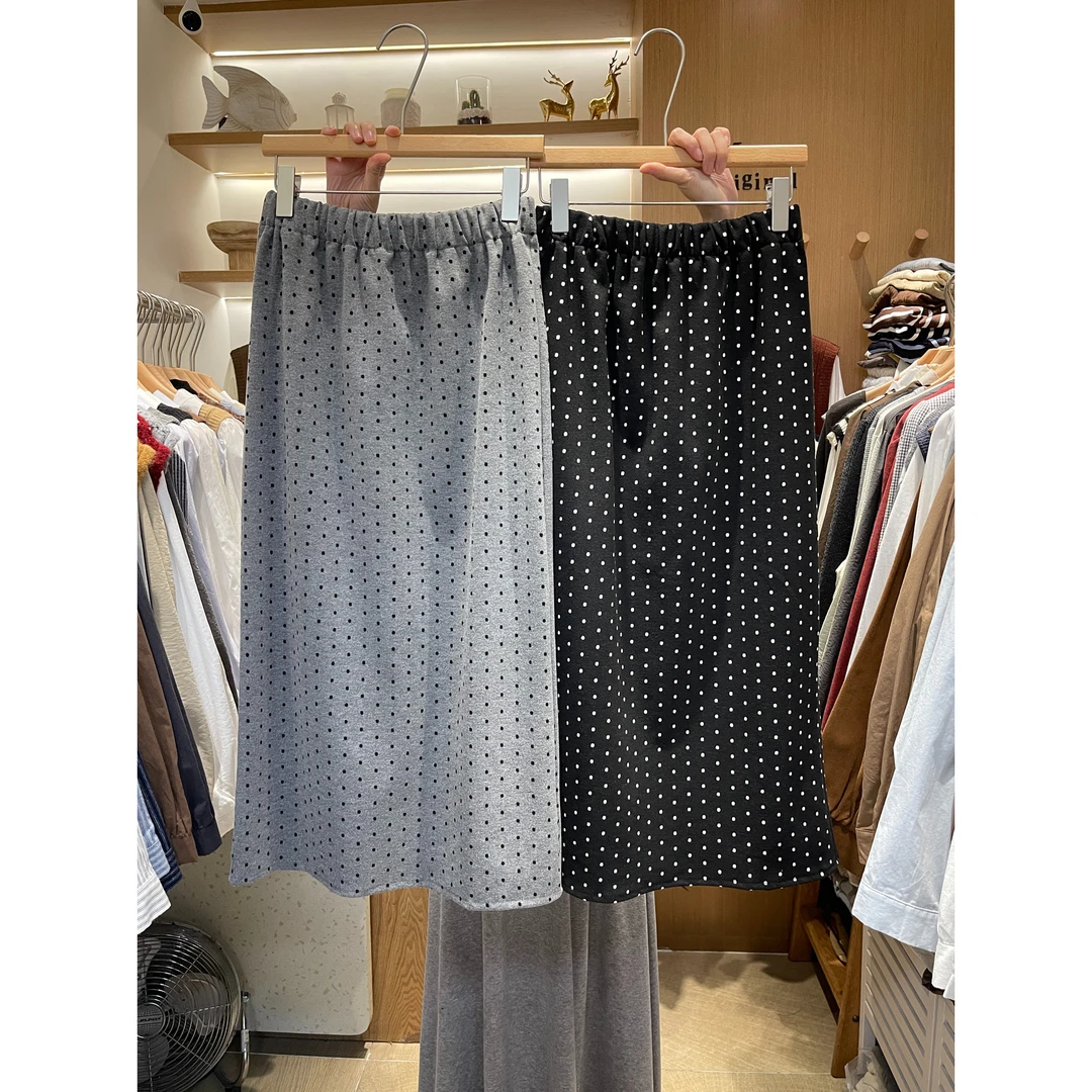 简直好看到炸！自留！时尚半身裙女甜美筋高腰简约气质波点印花裙子