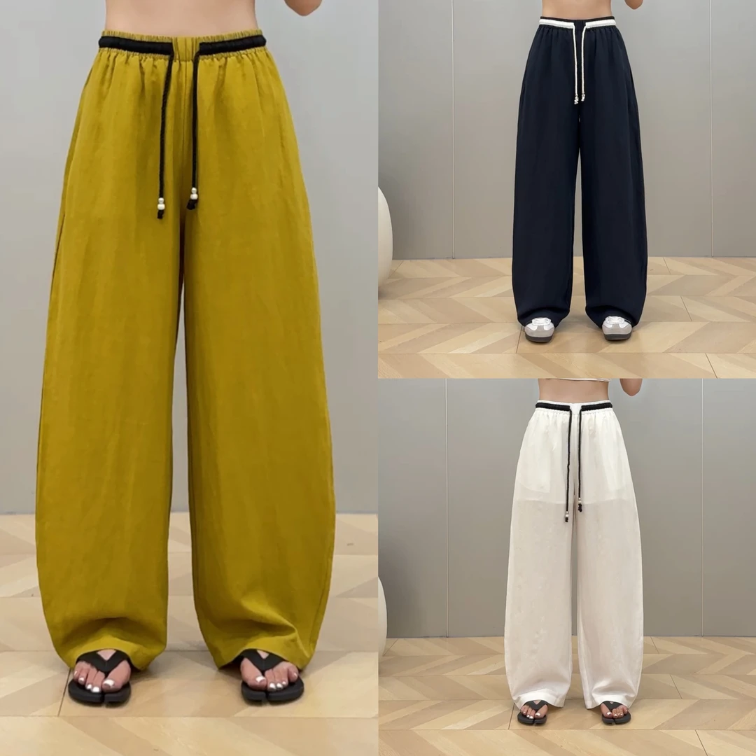 【L.P.L meng】2025夏季新款腰头拼色设计亚麻天丝休闲裤