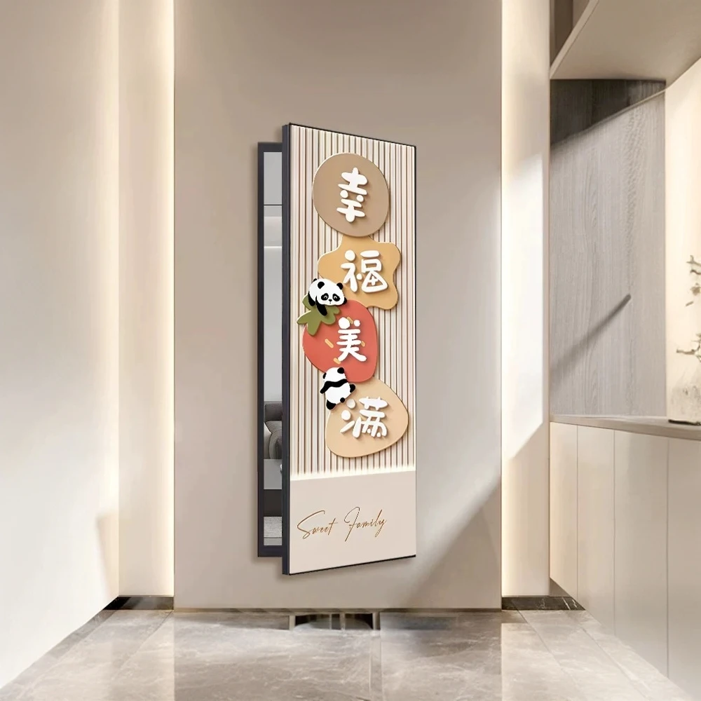 开门款平安喜乐隐藏式全身镜试衣镜玄关镜子装饰画卧室新款挂墙画