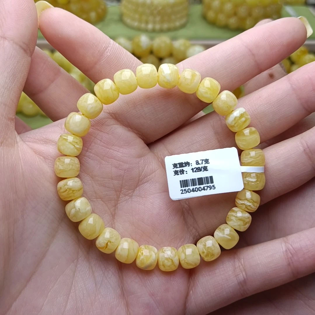 未镶嵌蜜蜡手串8小加妖花精工老型手串