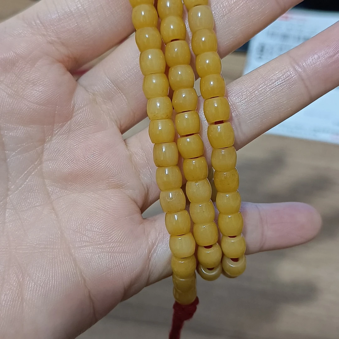牦牛骨直径6腰鼓珠玉化料108颗念珠