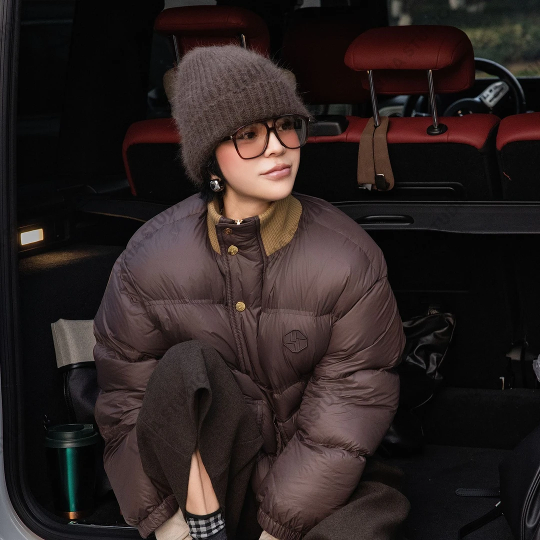 LIXIA【撞领羽绒】INS冬日厚款彩色领子撞色90白鹅绒羽绒服-D10876