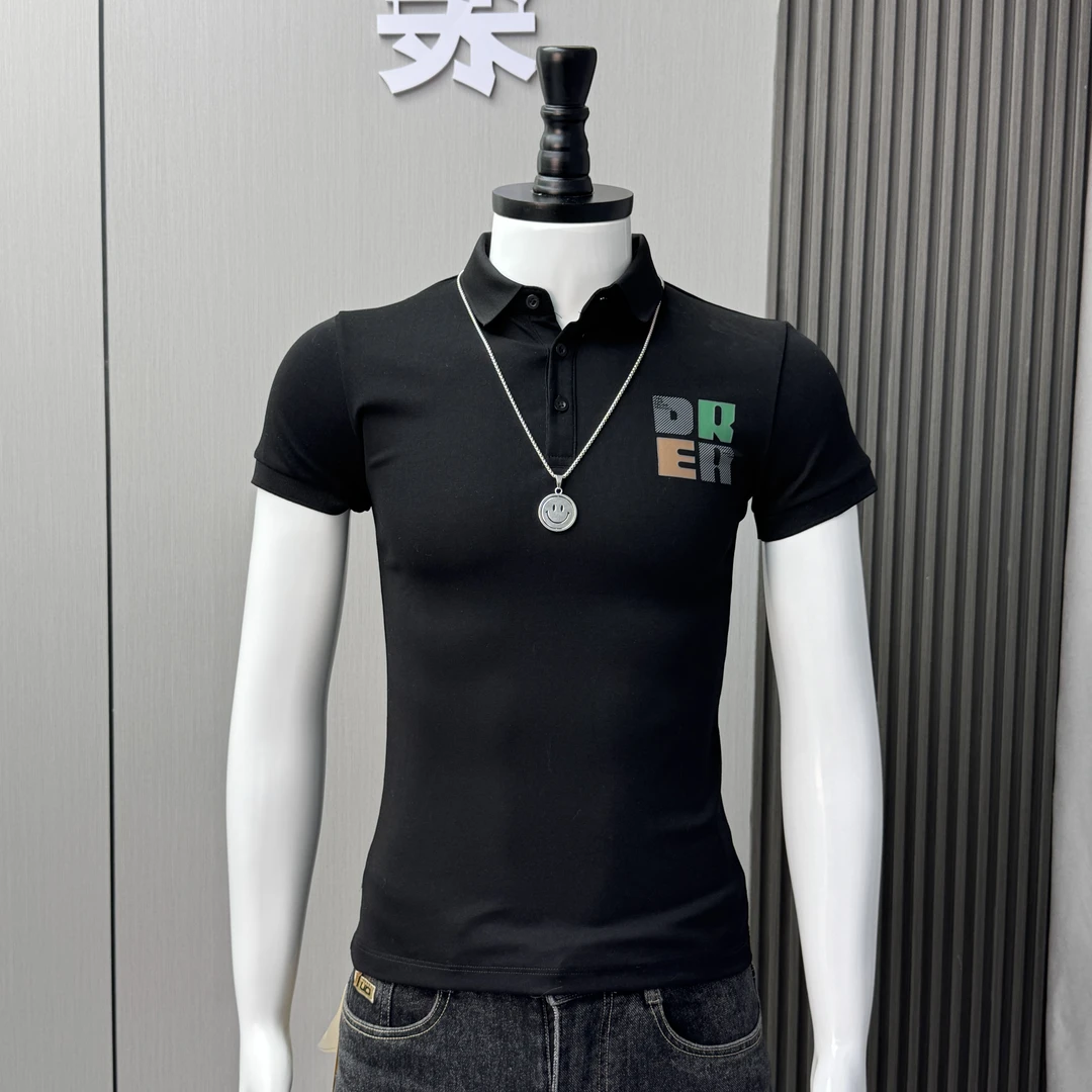 潮牌网红有领短袖POLO衫男2025夏季新款t恤男士字母印花翻领半袖T