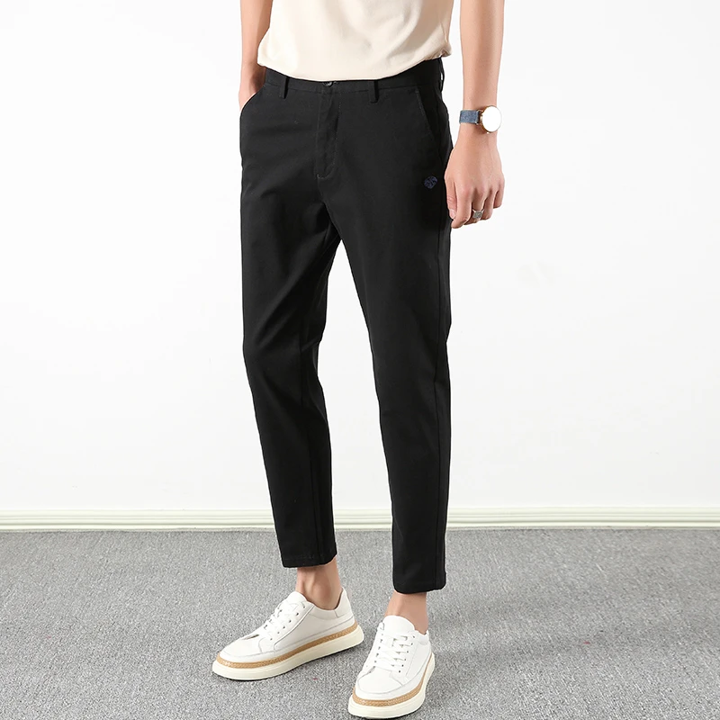 九分裤男秋冬韩版修身男士休闲裤纯 棉弹力小脚裤显瘦收腿9分裤子