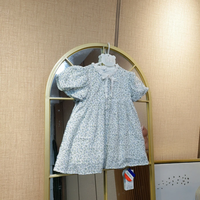 AG329  宝宝蓝色短袖连衣裙