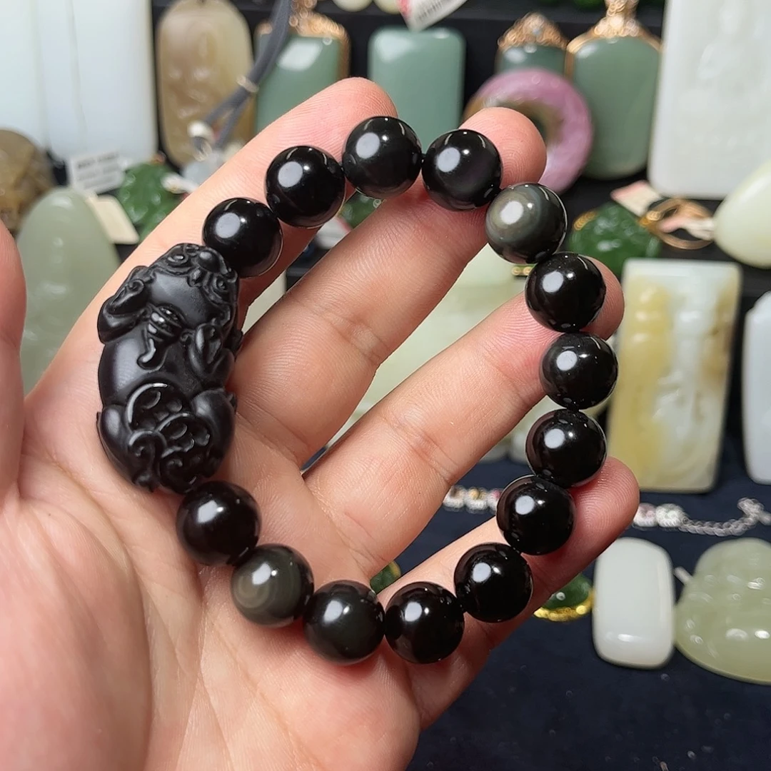 黑曜岩未镶嵌手链10
