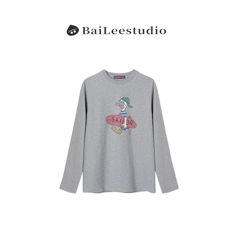 【柏栗良品】2025秋季新款~休闲百搭打底“冲浪鸭”卫衣AN709