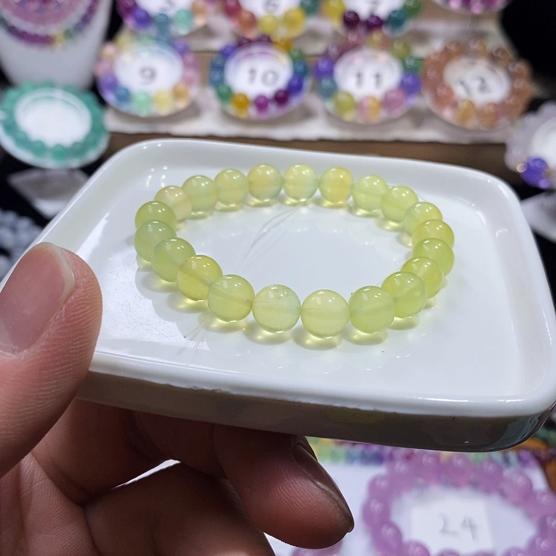 萤石手链未镶嵌荧光绿9mm