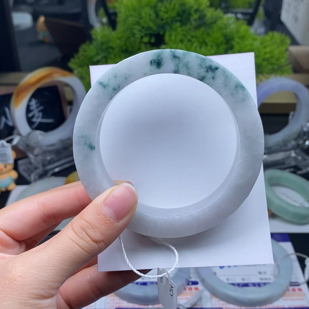 未镶嵌手镯定制翡翠种水飘花正圈