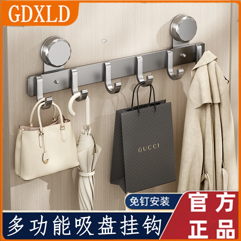 吸盘门后挂钩免打孔强力承重家用玄关挂衣架壁挂置物架排钩免钉