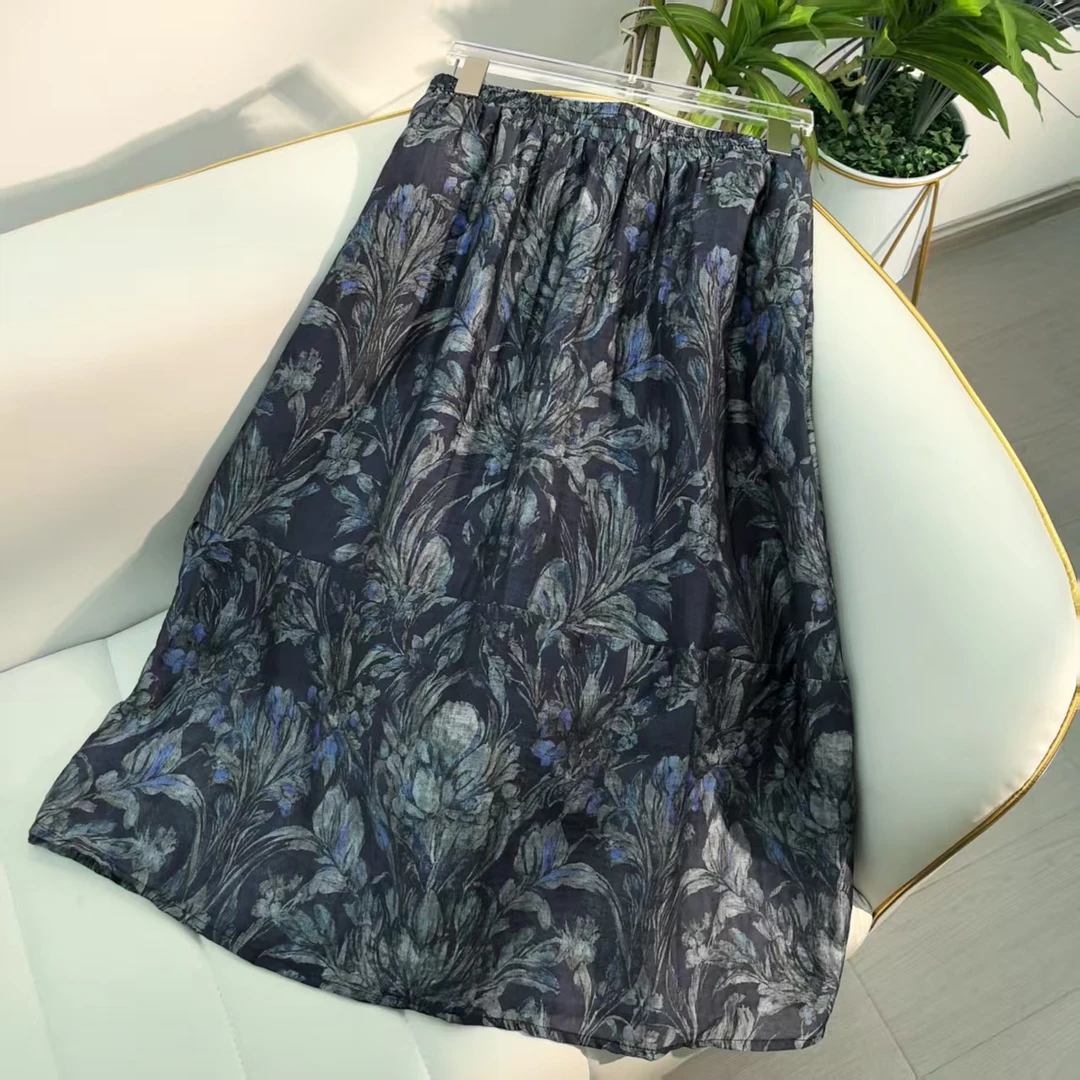 纪凡姬/Y82-夏季【烟雨江南】半身裙透气优雅百搭印花半身青花裙