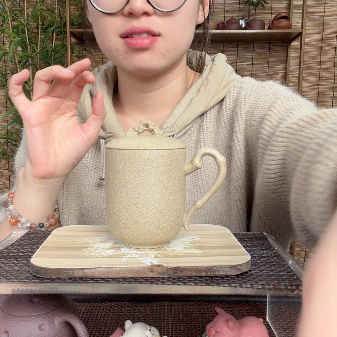 茶壶紫砂芝麻段竹石办公杯250CC左右