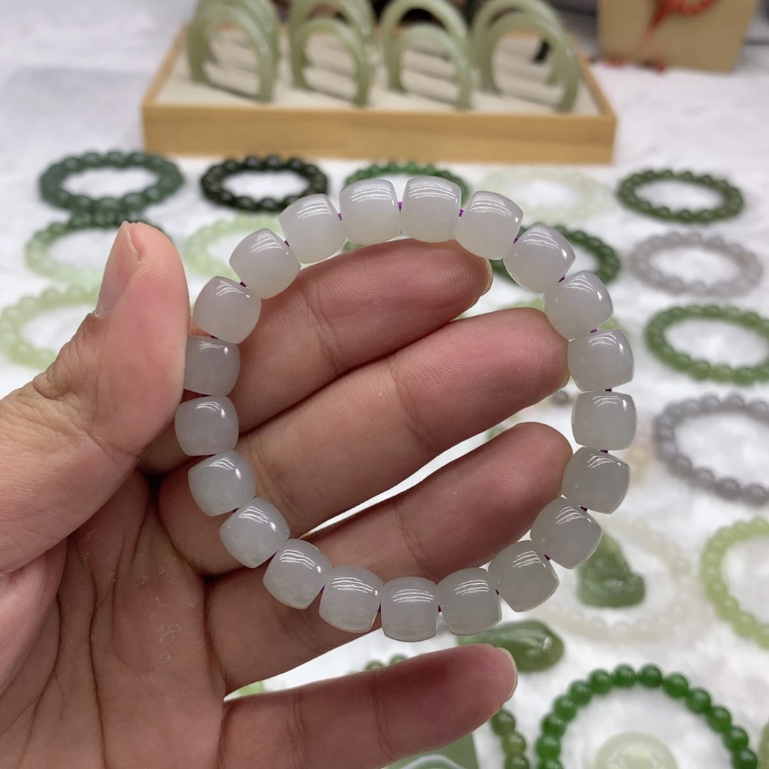 和田玉未镶嵌手串（直切冰烟紫10）