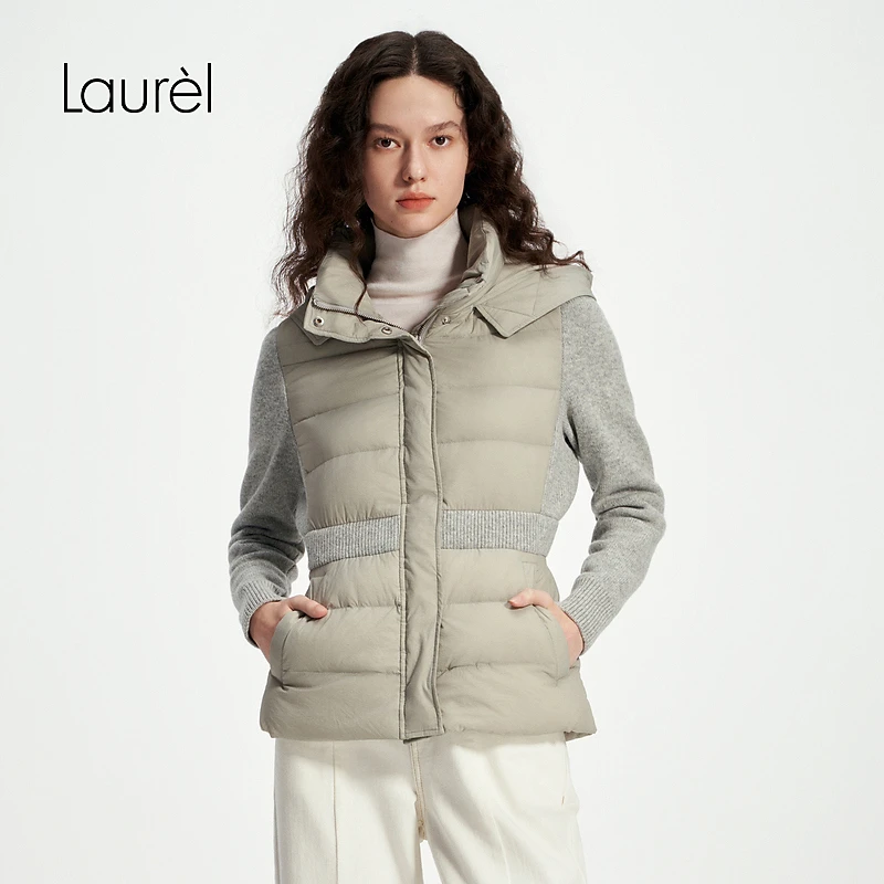 Laurel劳芮25冬新款针织拼接收腰羽绒服女LWD344L01700
