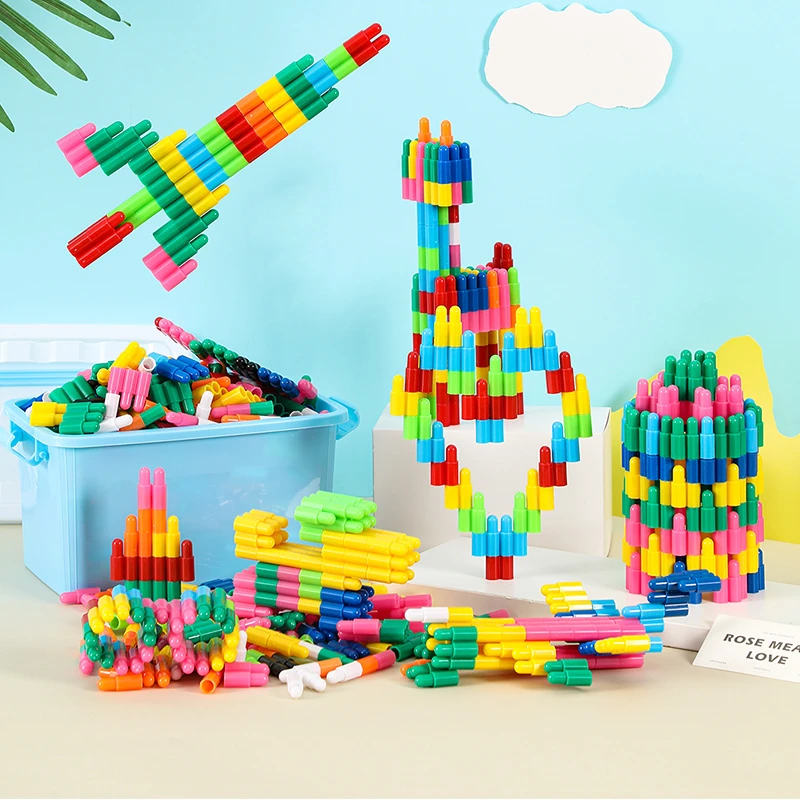 儿童塑料拼装火箭子弹头益智玩具幼儿园宝宝3-6岁儿童积木玩具