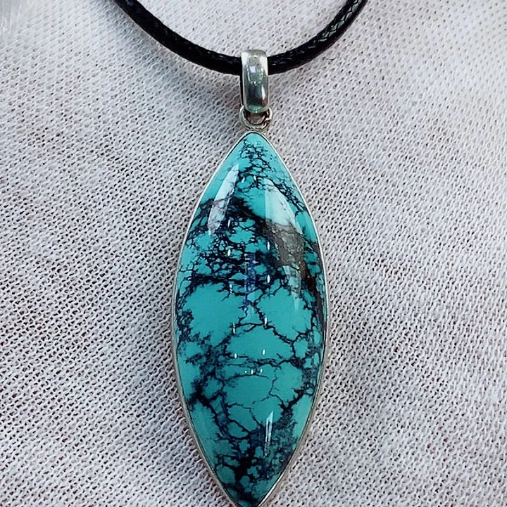 银S925镶嵌绿松石原矿无优化