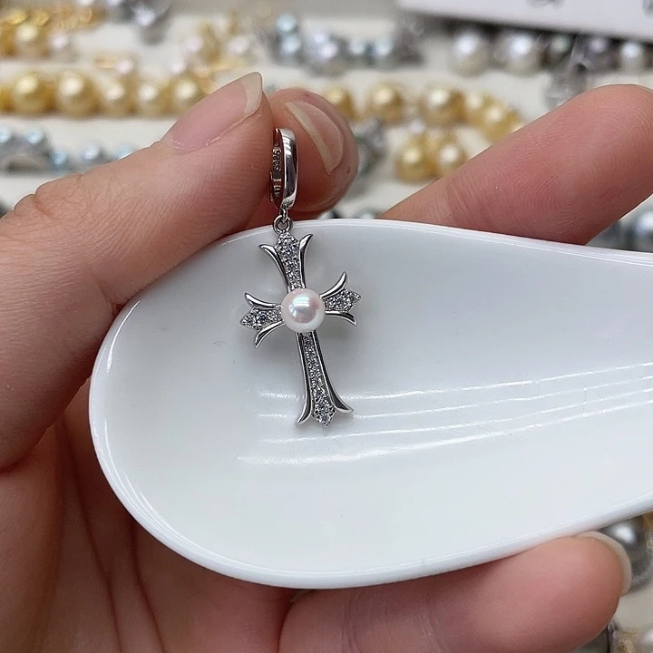 海水珍珠银S925镶嵌吊坠(不含链)