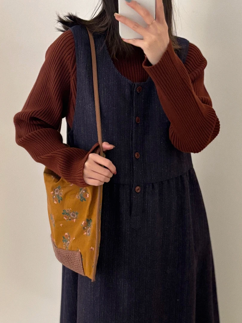 【微瑕】斜纹呢背心裙h07083