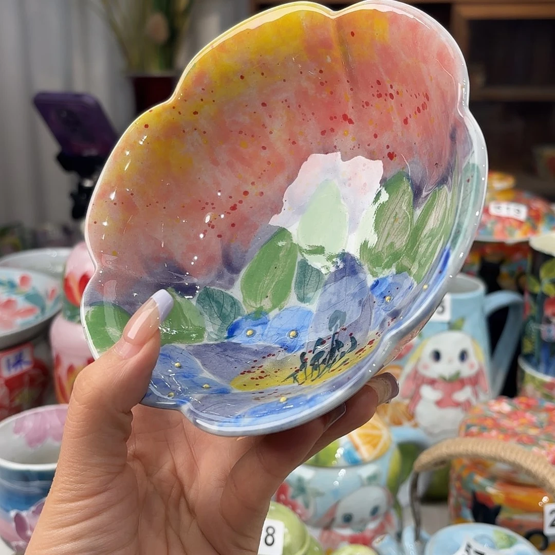 瓷片景德镇手绘高温釉下彩陶瓷茶具