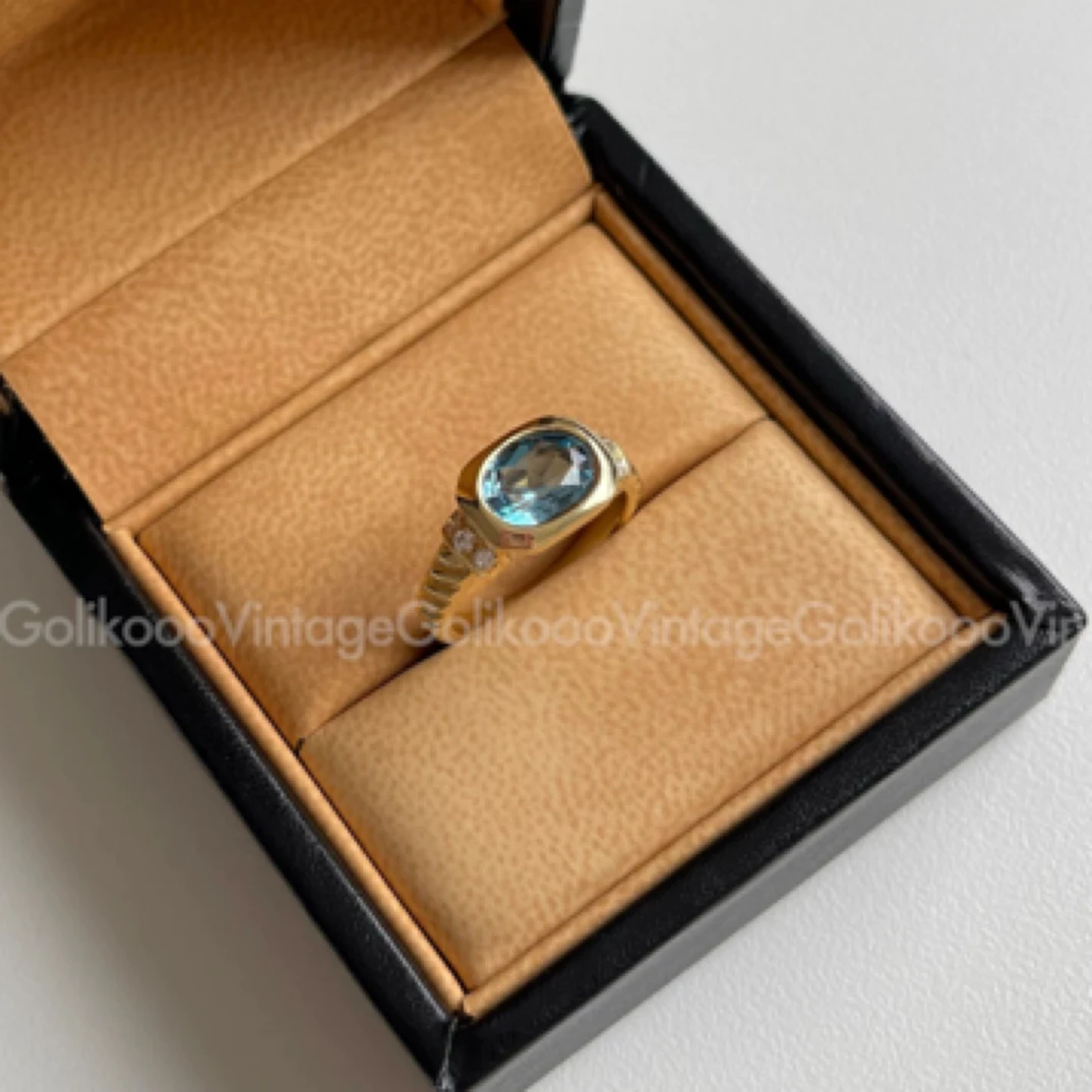 95新 BVLGARI/宝格丽 蓝托帕拼钻k金戒指 RB909097