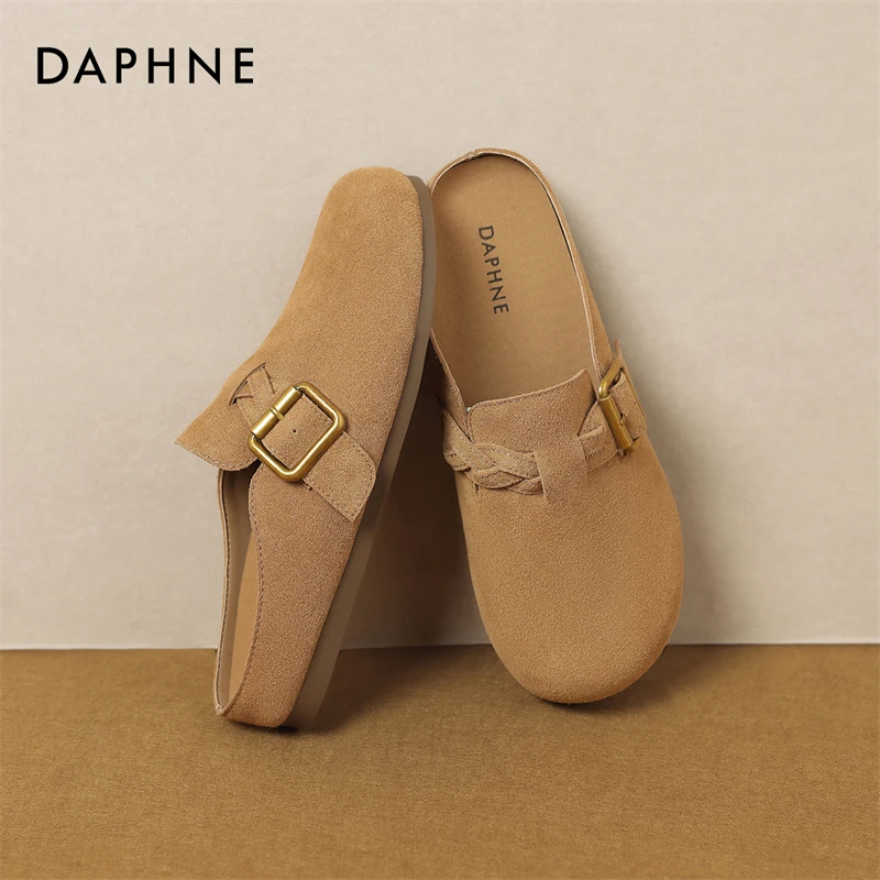 达芙妮百搭勃肯鞋女2025春季新品外穿一脚蹬平底包头拖鞋时尚单鞋