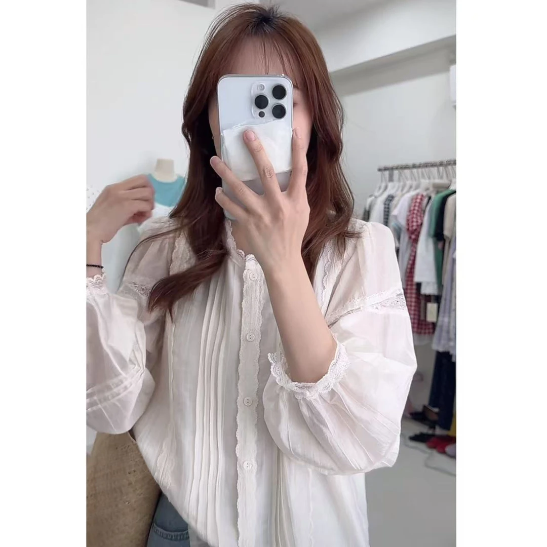 韩系精致温柔风重工艺小衫9052 衣长58