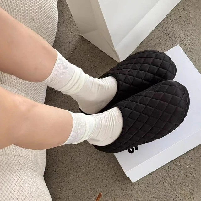 诗歌兰真皮女鞋2025春新款时尚厚底真丝布包头半拖懒人外穿勃肯鞋