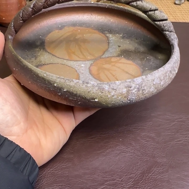 铃木美基手付平钵备前烧作品