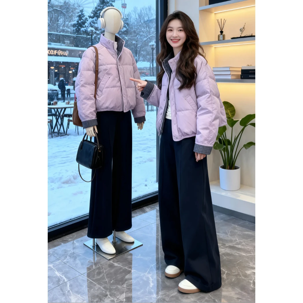 气质温柔风立领面包服女秋冬短款棉服外套小个子减龄保暖外套