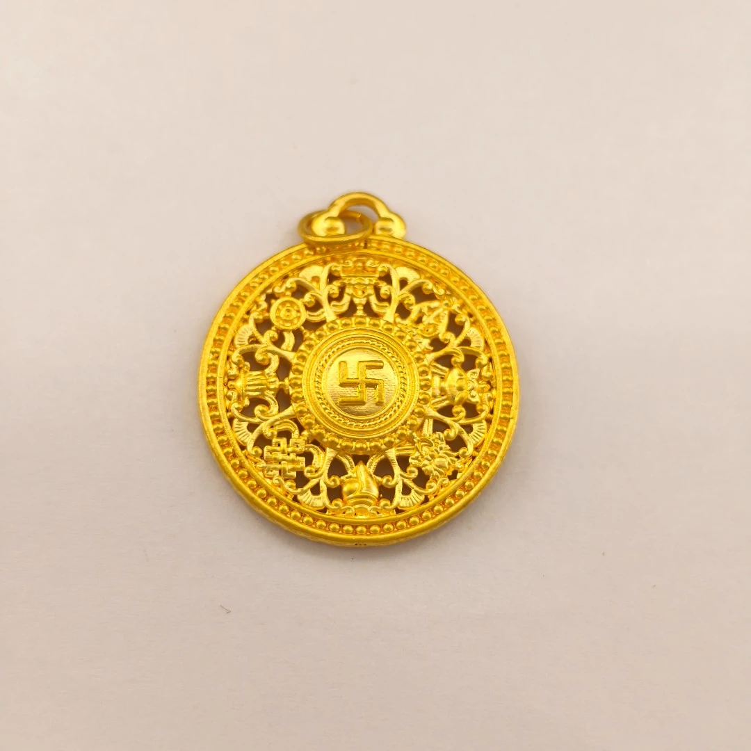 足金999八宝罗盘吊坠送好友礼物硬金