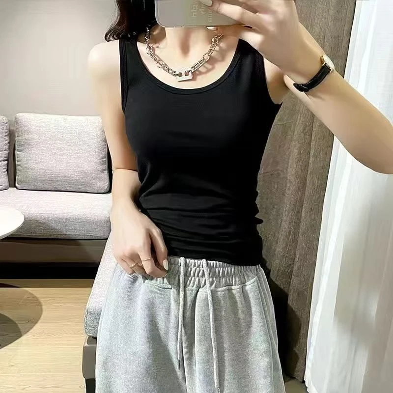 黑色女士修身黑色美背吊带潮流风背心简约休闲
