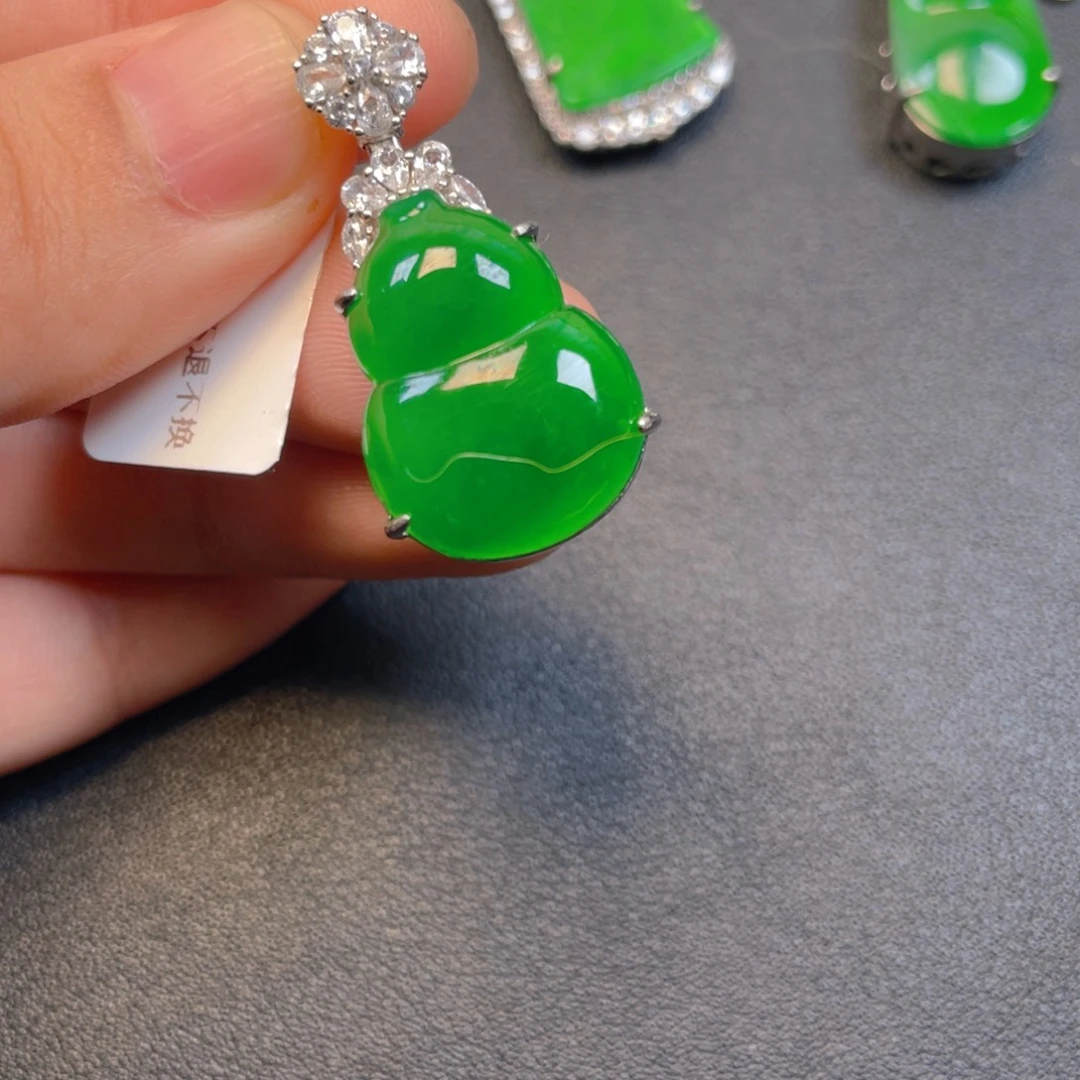 翡翠银S925镶嵌吊坠(不含链)