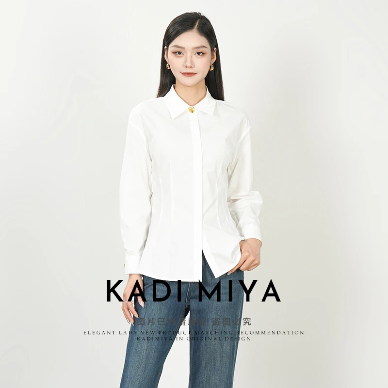 KADIMIYA【都市高智】收腰设计感法式长袖衬衫气质通勤OL高级感衬衣